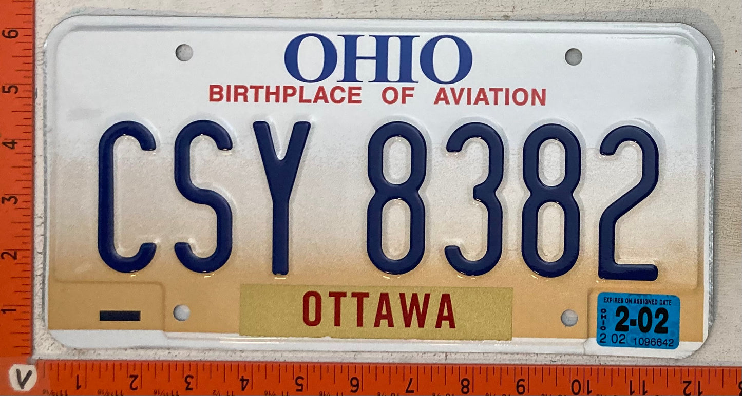 2002 Ohio #CSY 8382 Passenger License Plate