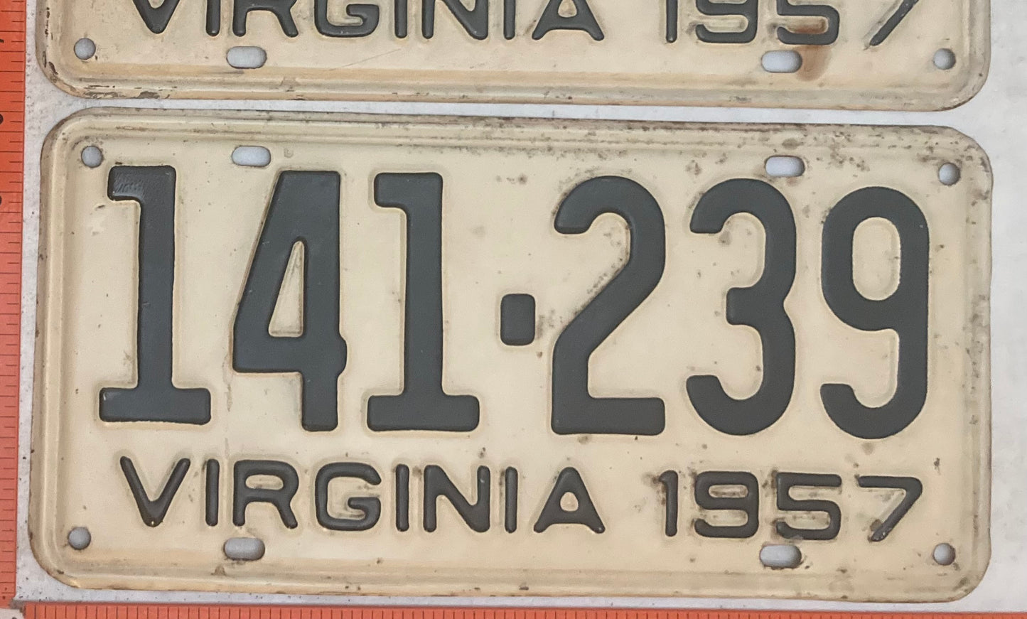 1957 Virginia #141-239 Passenger License Plate (Pair)