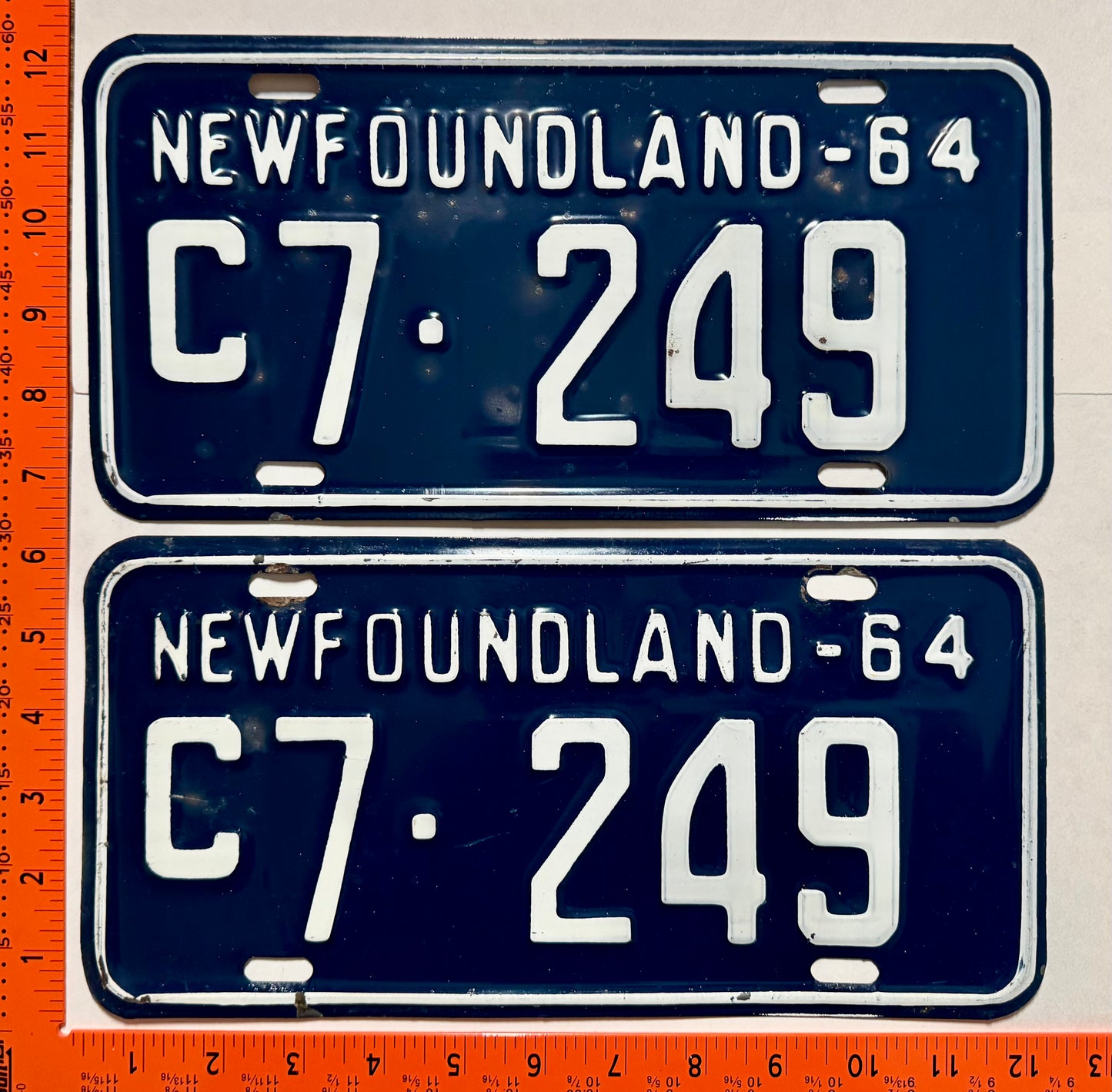 1964 Newfoundland #C7-249 Commercial License Plate Pair