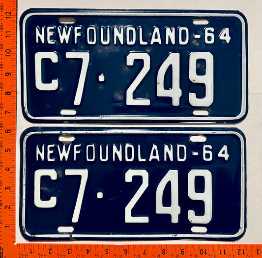 1964 Newfoundland #C7-249 Commercial License Plate Pair