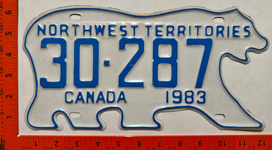 1983 Northwest Territories #30-287 Passenger License Plate