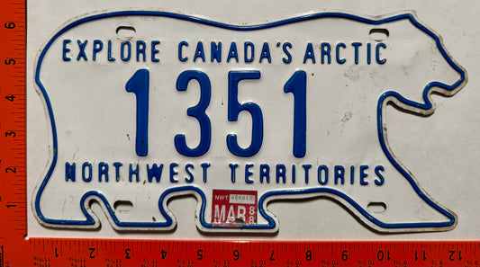 1988 Northwest Territories #1351 Passenger License Plate