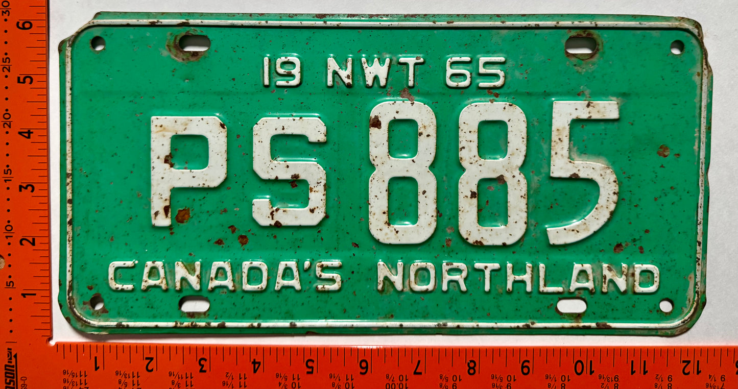 1965 Northwest Territories #PS 885 Public Service License Plate