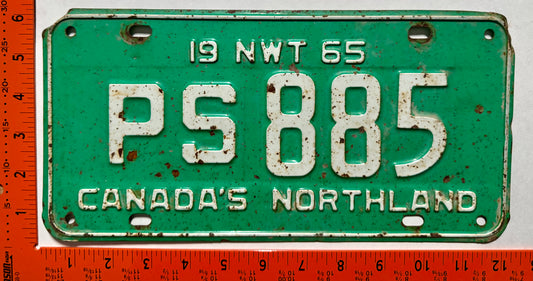 1965 Northwest Territories #PS 885 Public Service License Plate