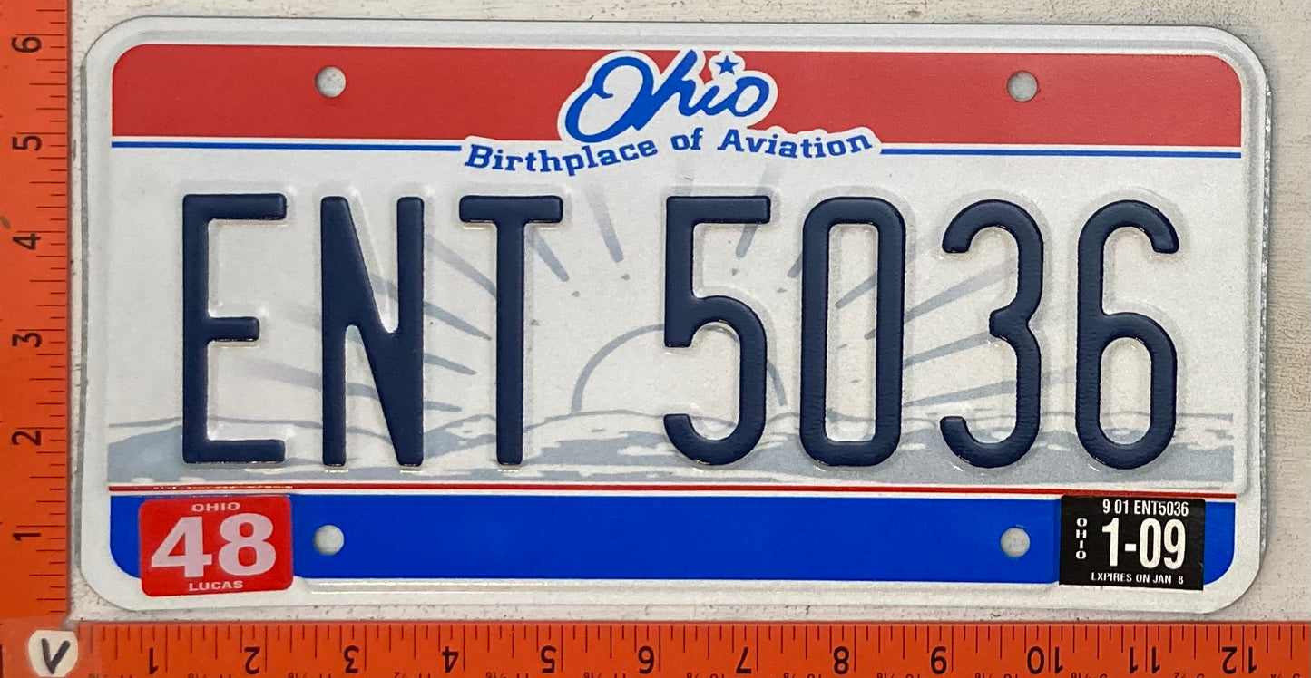 2009 Ohio #ENT 5036 Passenger License Plate