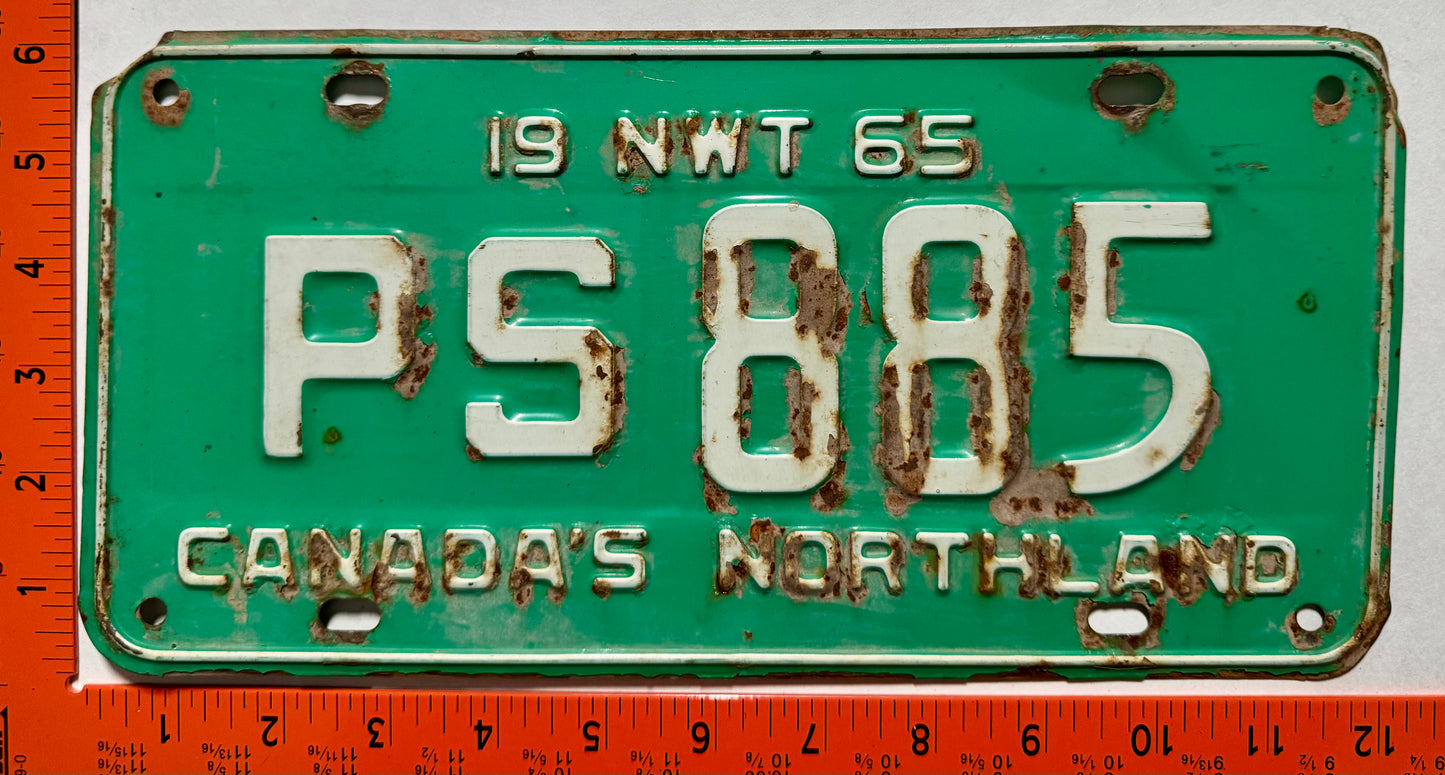 1965 Northwest Territories #PS 885 Public Service License Plate