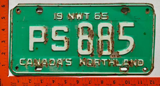 1965 Northwest Territories #PS 885 Public Service License Plate