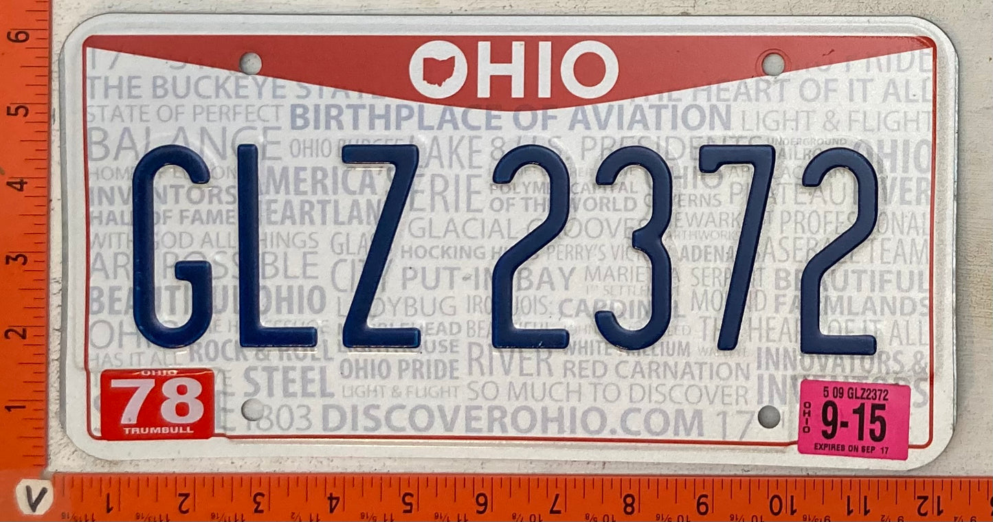 2015 Ohio #GLZ 2372 Passenger License Plate