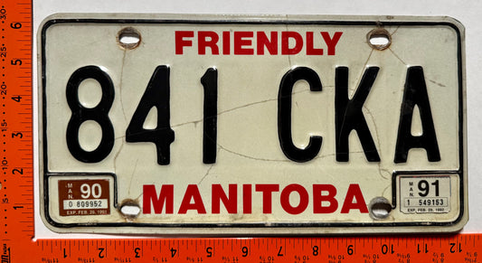1990/1991 Manitoba #841 CKA Passenger License Plate