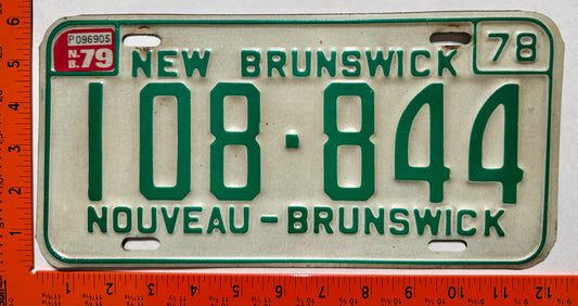 1979 New Brunswick #108-844 Passenger License Plate