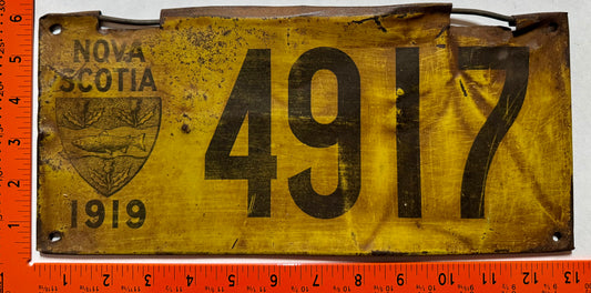 1919 Nova Scotia #4917 Passenger License Plate