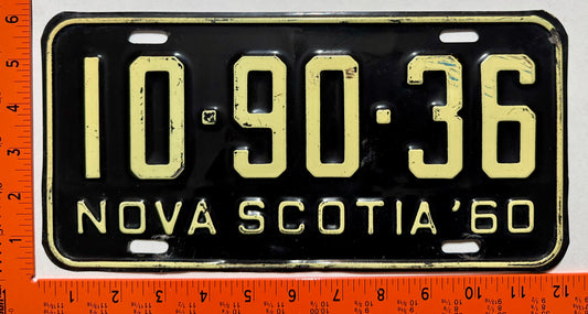 1960 Nova Scotia #10-90-36 Passenger License Plate