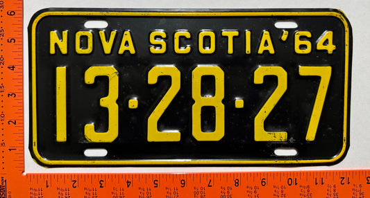 1964 Nova Scotia #13-28-27 Passenger License Plate