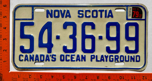1979 Nova Scotia #54-36-99 Passenger License Plate