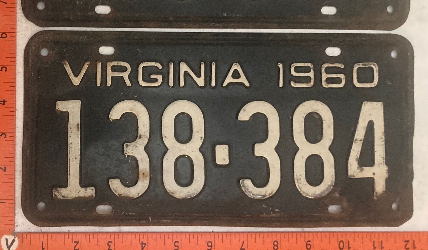1960 Virginia #138-384 Passenger License Plate (Pair)