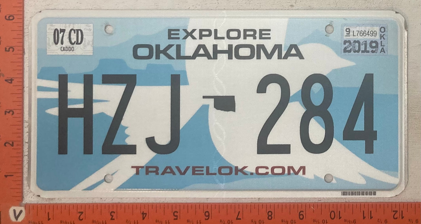 2019 Oklahoma #HZJ-284 Passenger License Plate