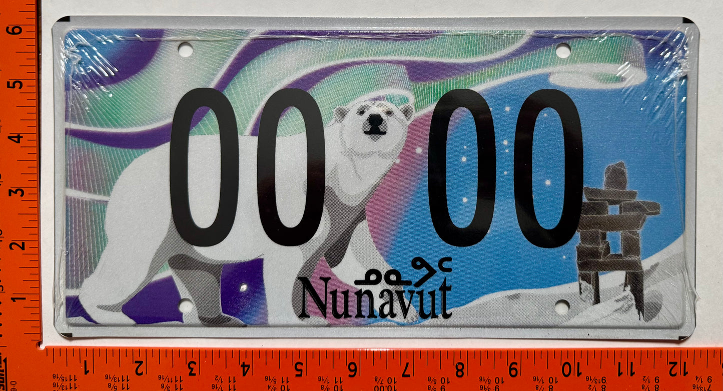 undated Nunavut #00 00 Passenger Sample License Plate
