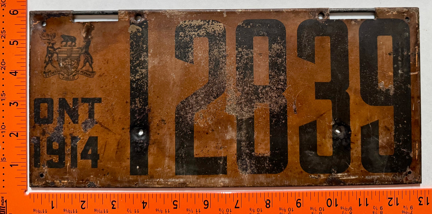 1914 Ontario #12839 Passenger License Plate
