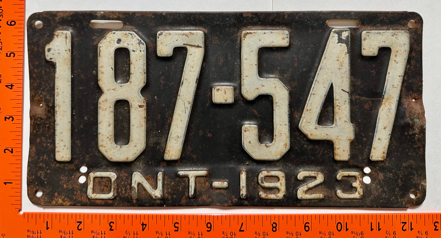 1923 Ontario #187-547 Passenger License Plate
