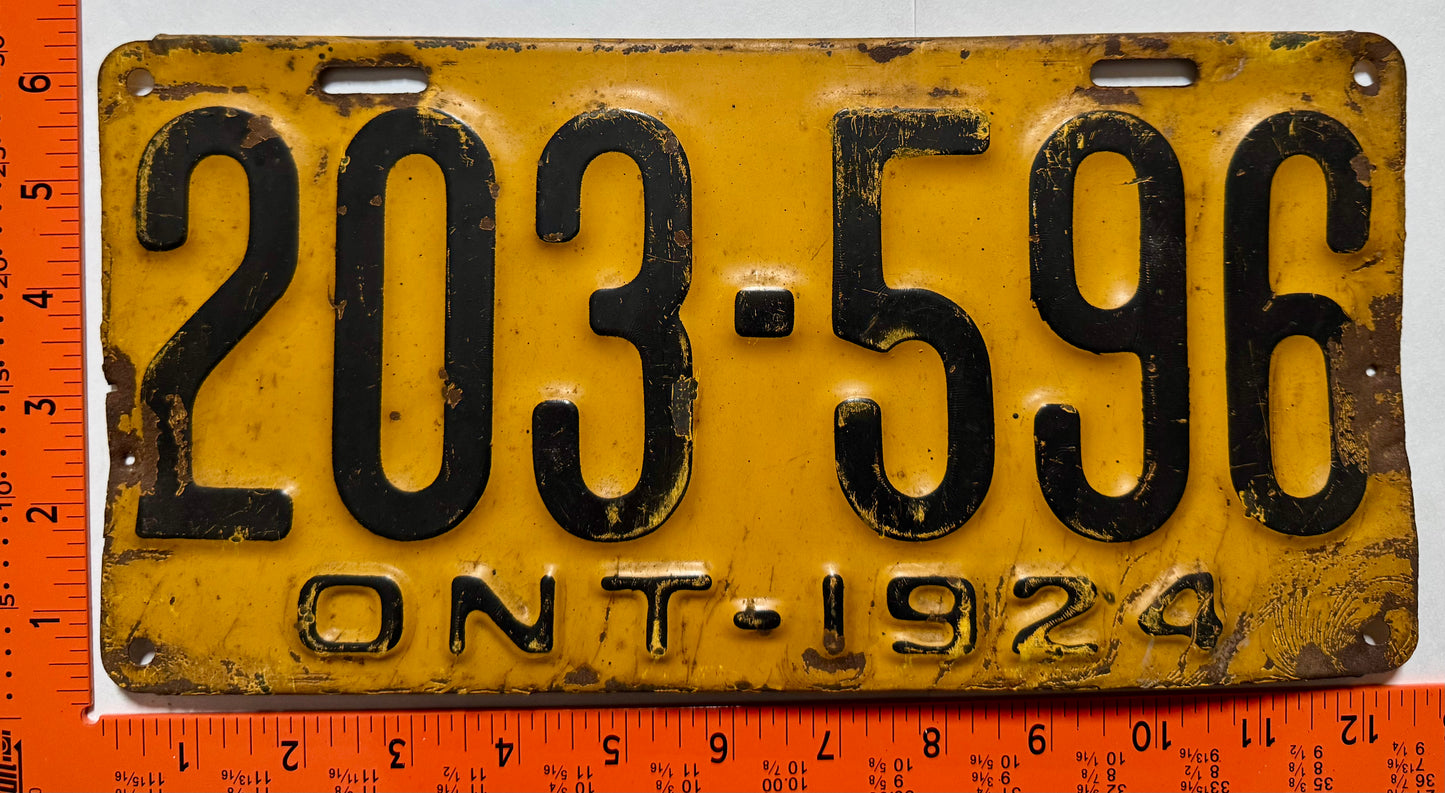 1924 Ontario #203-596 Passenger License Plate