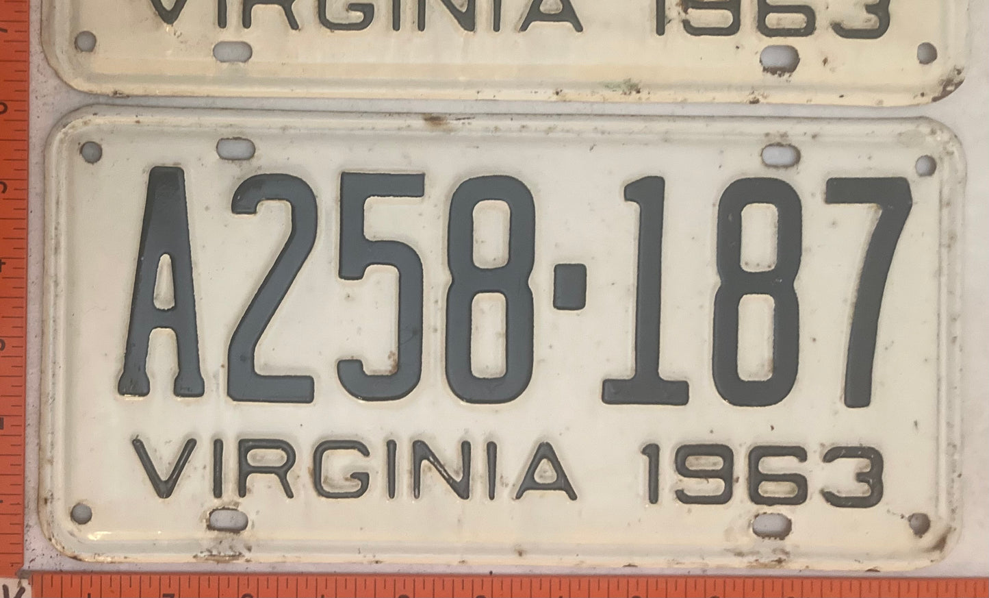 1963 Virginia #A258-187 Passenger License Plate (Pair)