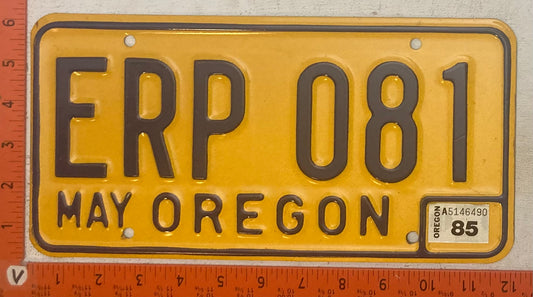 1985 Oregon #ERP 081 Passenger License Plate