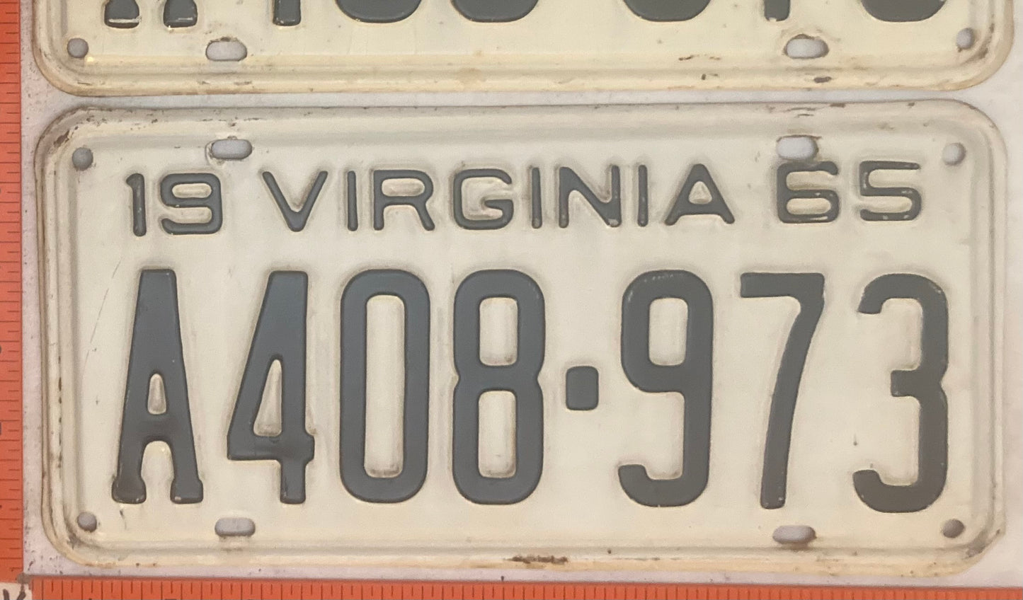 1965 Virginia #A408-973 Passenger License Plate (Pair)