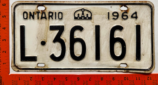 1964 Ontario #L-36161 Passenger License Plate