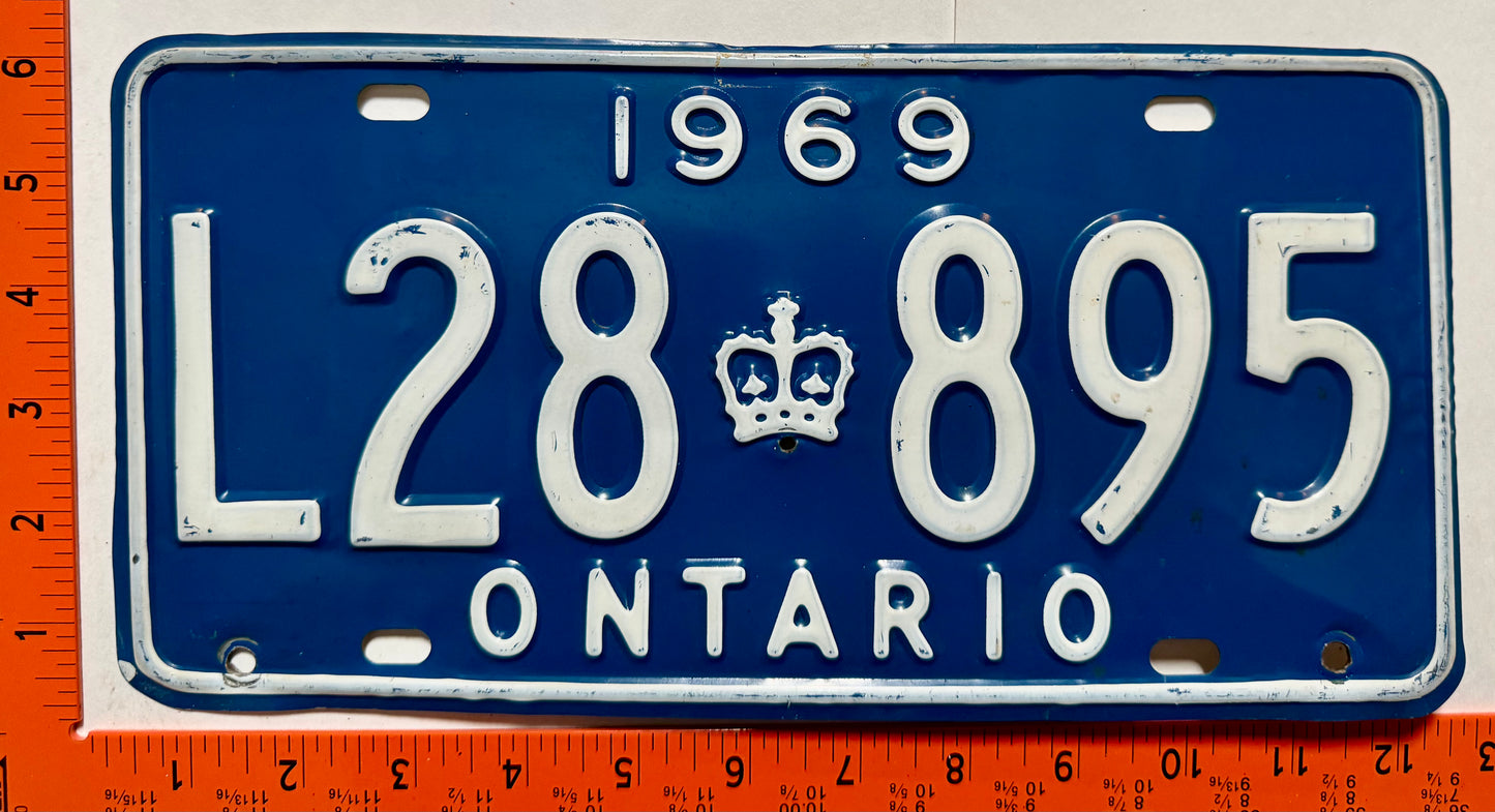 1969 Ontario #L28 895 Passenger License Plate