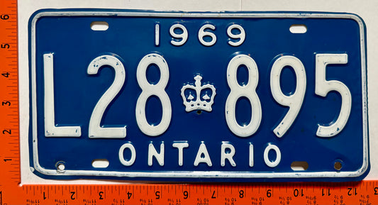 1969 Ontario #L28 895 Passenger License Plate