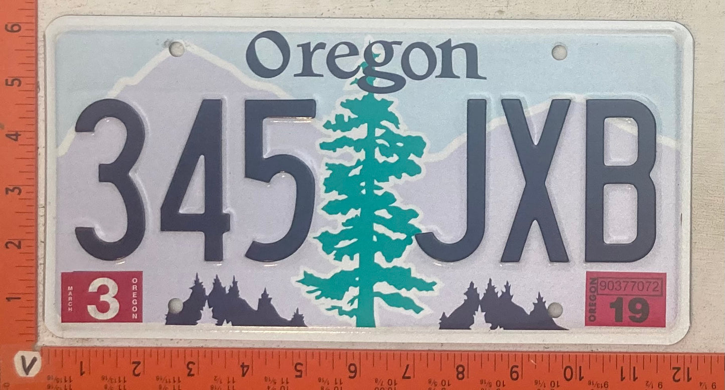 2019 Oregon #345 JXB Passenger License Plate