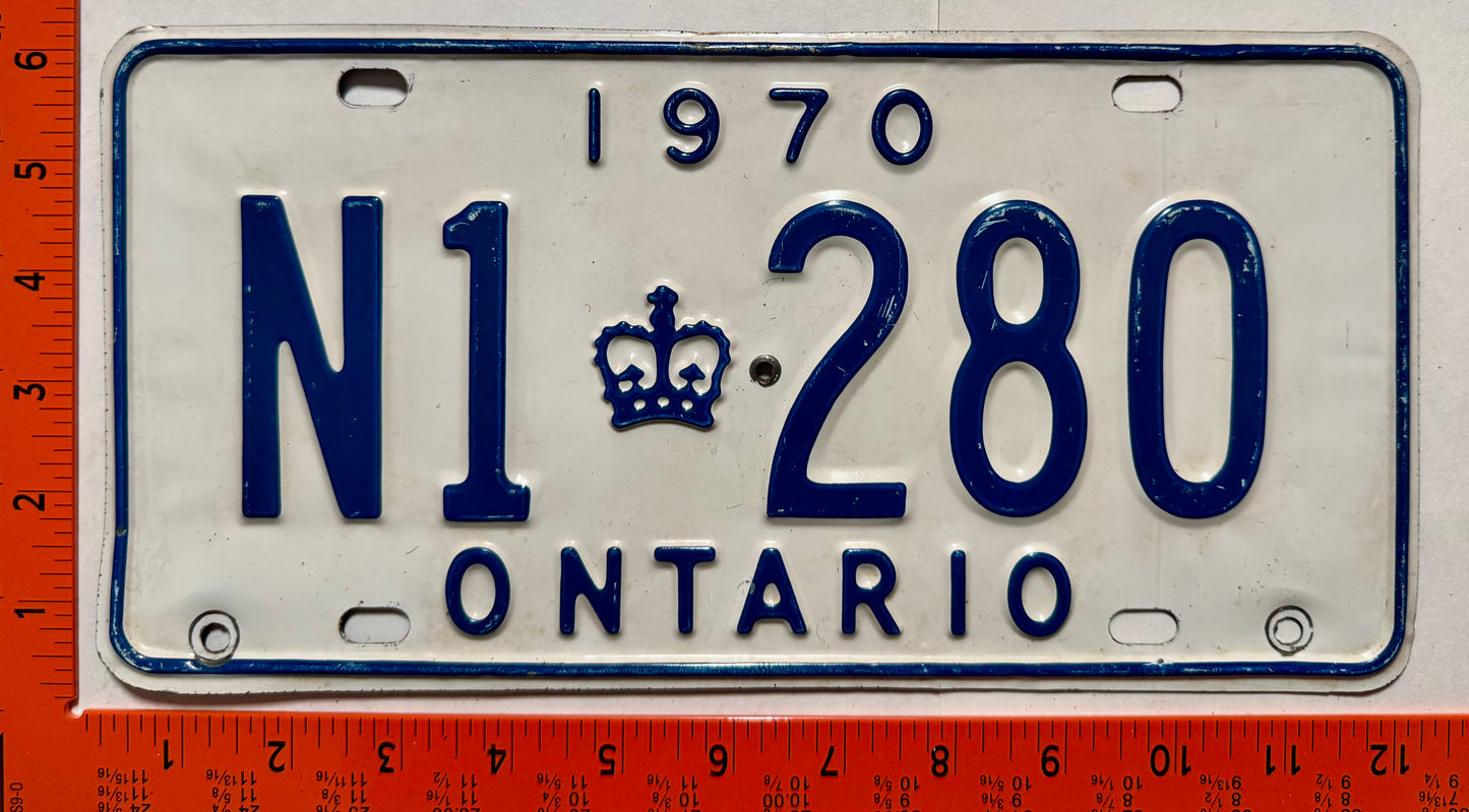 1970 Ontario #N1 280 Passenger License Plate