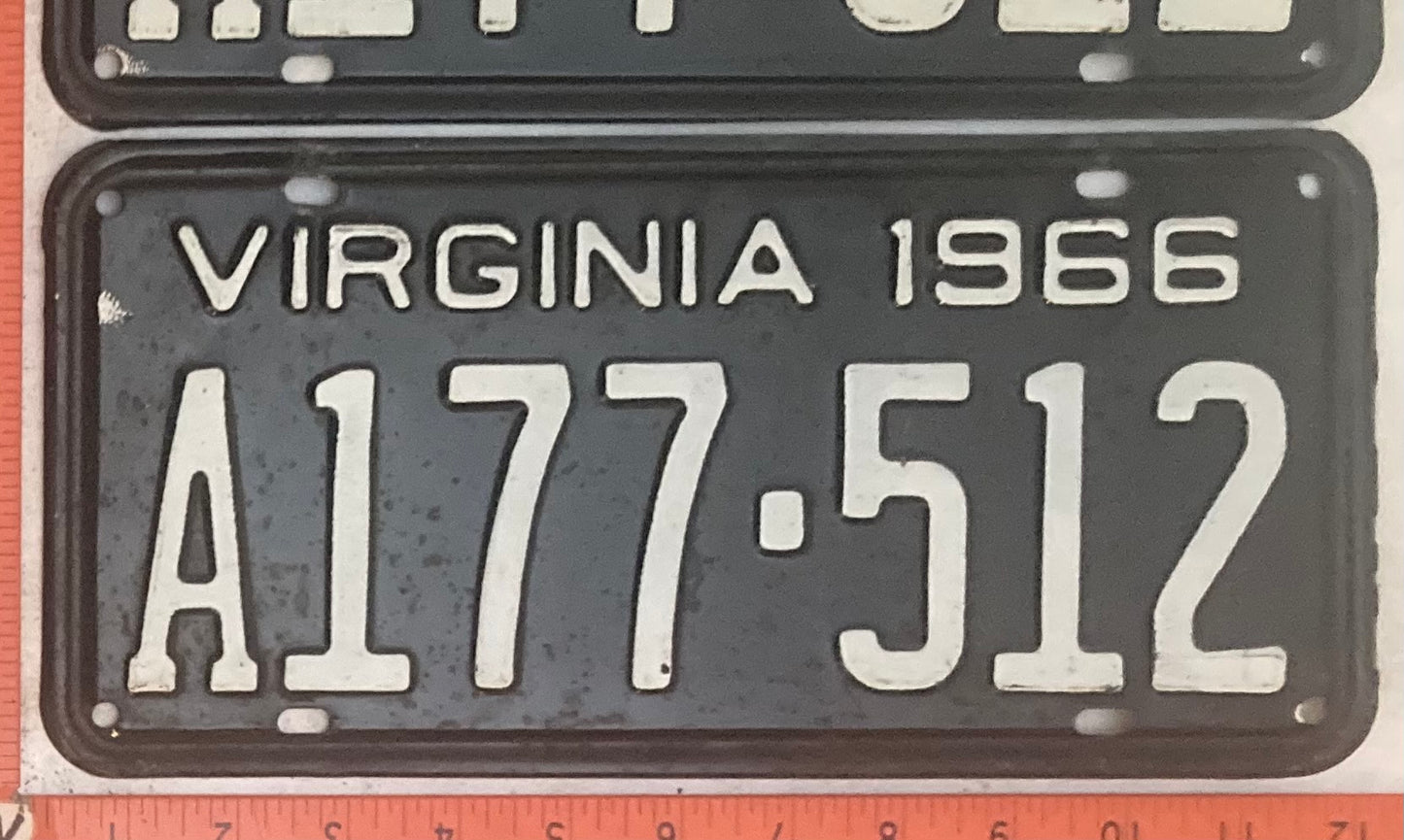1966 Virginia #A177-512 Passenger License Plate (Pair)