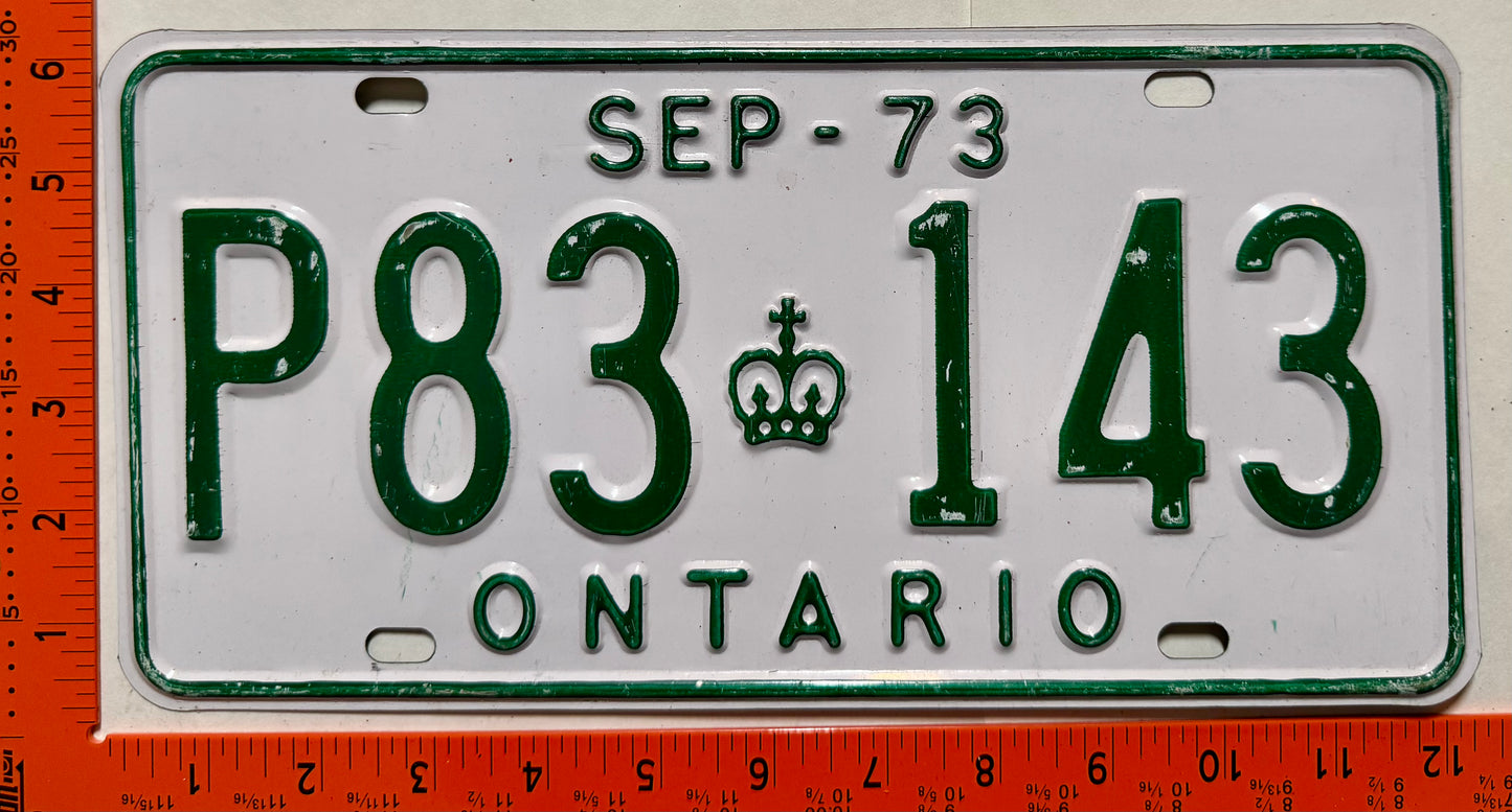 1973 Ontario #P83 143 Commercial License Plate