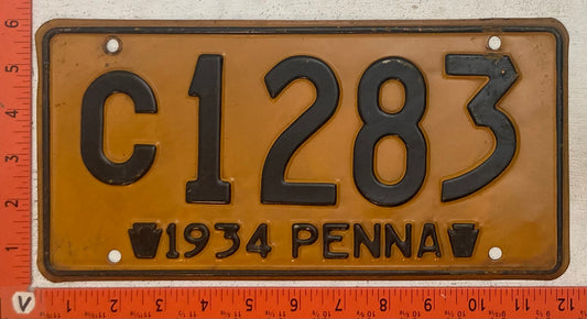 1934 Pennsylvania #C1283 Passenger License Plate
