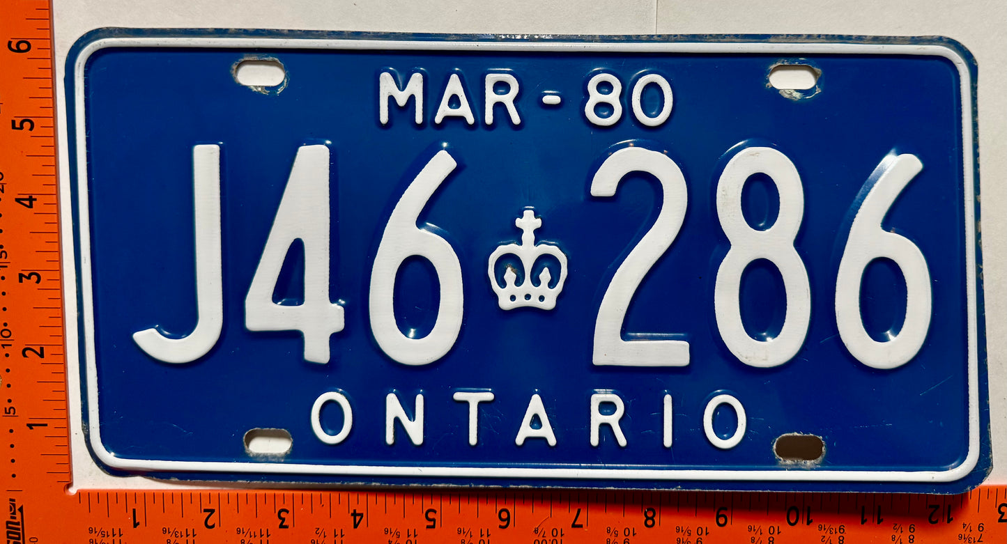 1980 Ontario #J46 286 Commercial License Plate