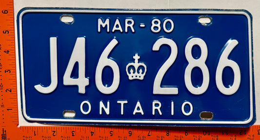 1980 Ontario #J46 286 Commercial License Plate