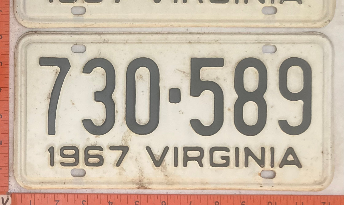 1967 Virginia #730-589 Passenger License Plate (Pair)