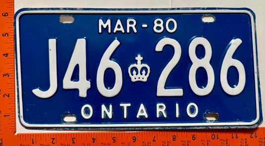 1980 Ontario #J46 286 Commercial License Plate