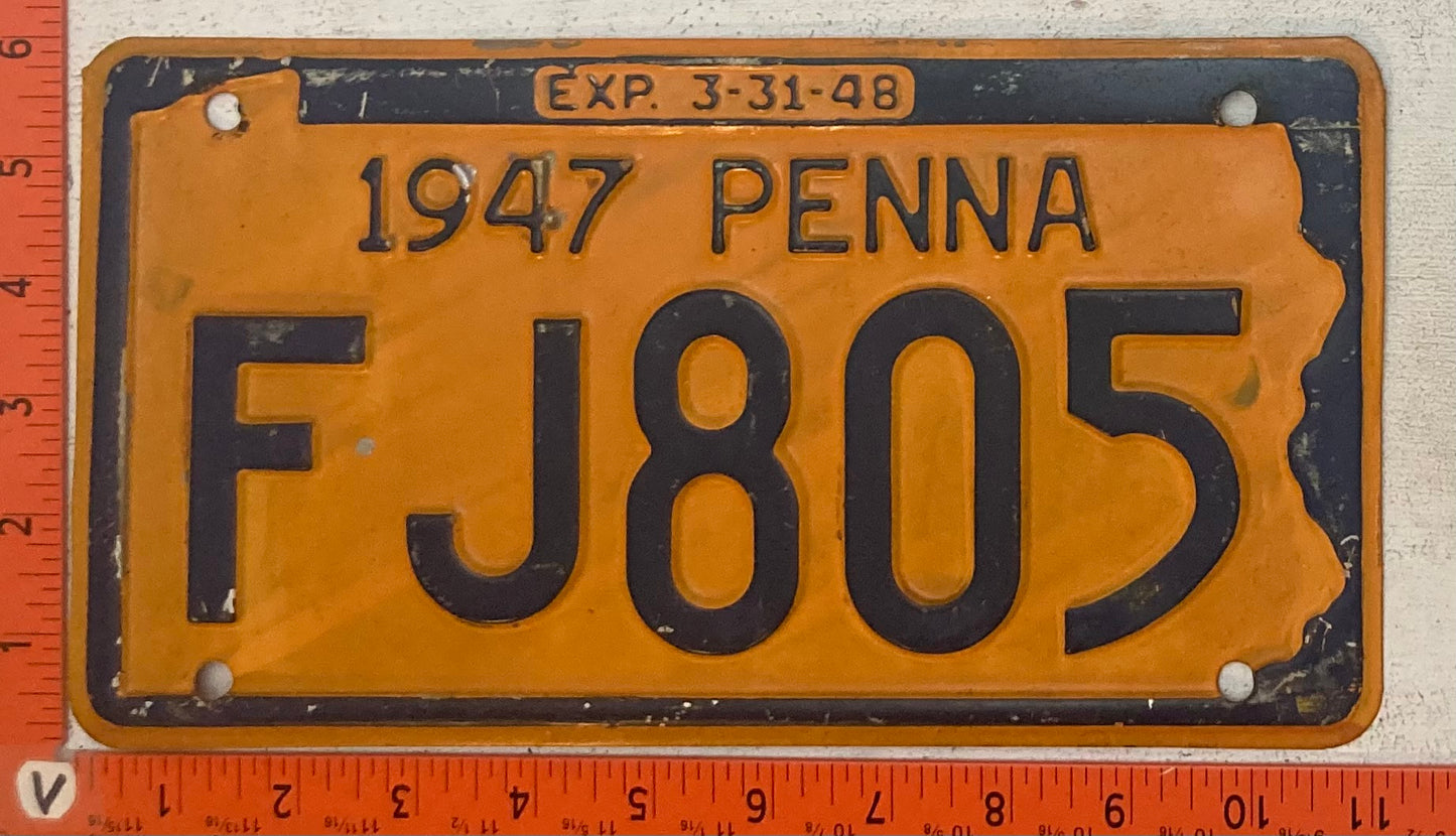 1947 Pennsylvania #FJ805 Passenger License Plate