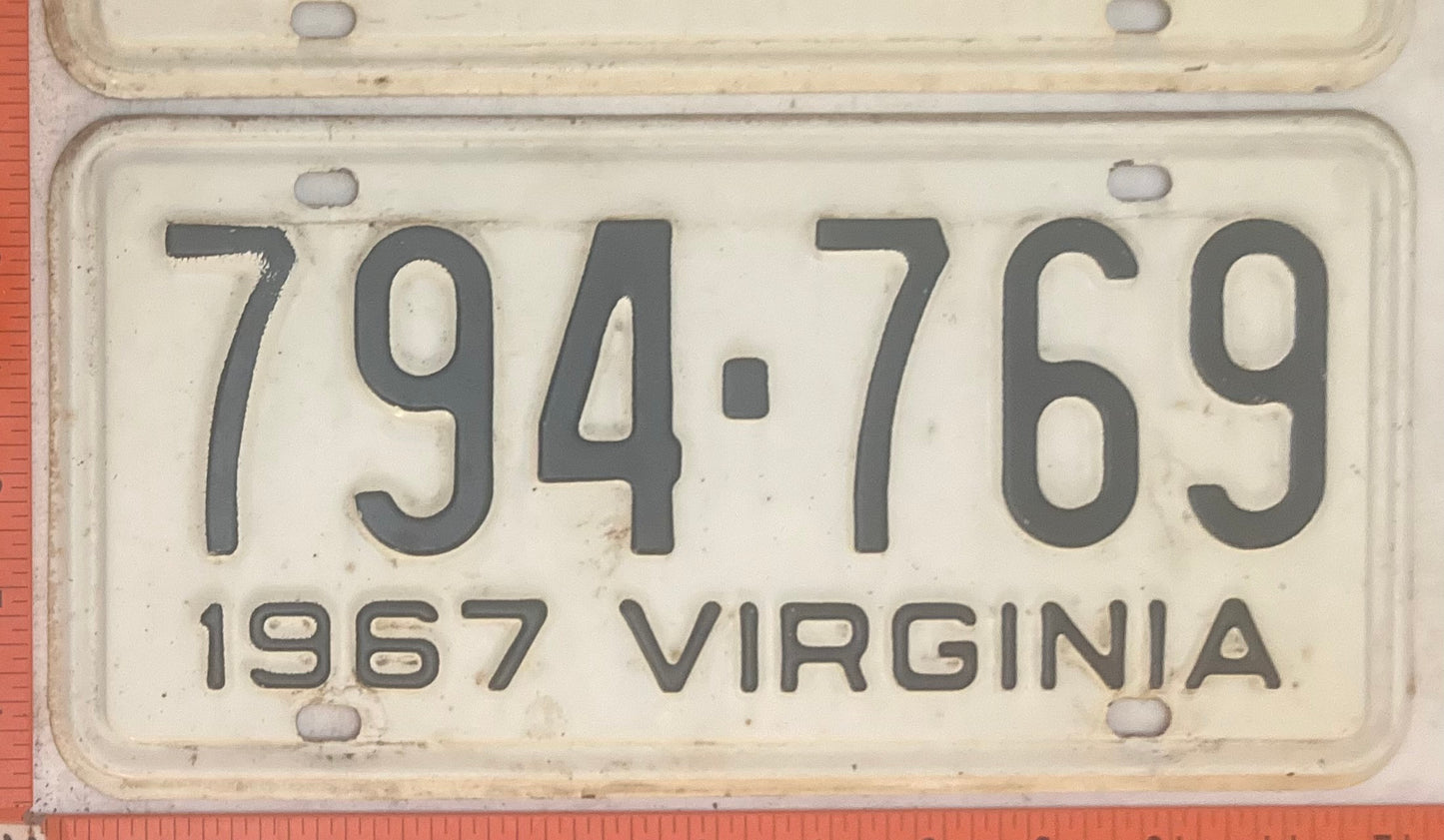 1967 Virginia #794-769 Passenger License Plate (Pair)