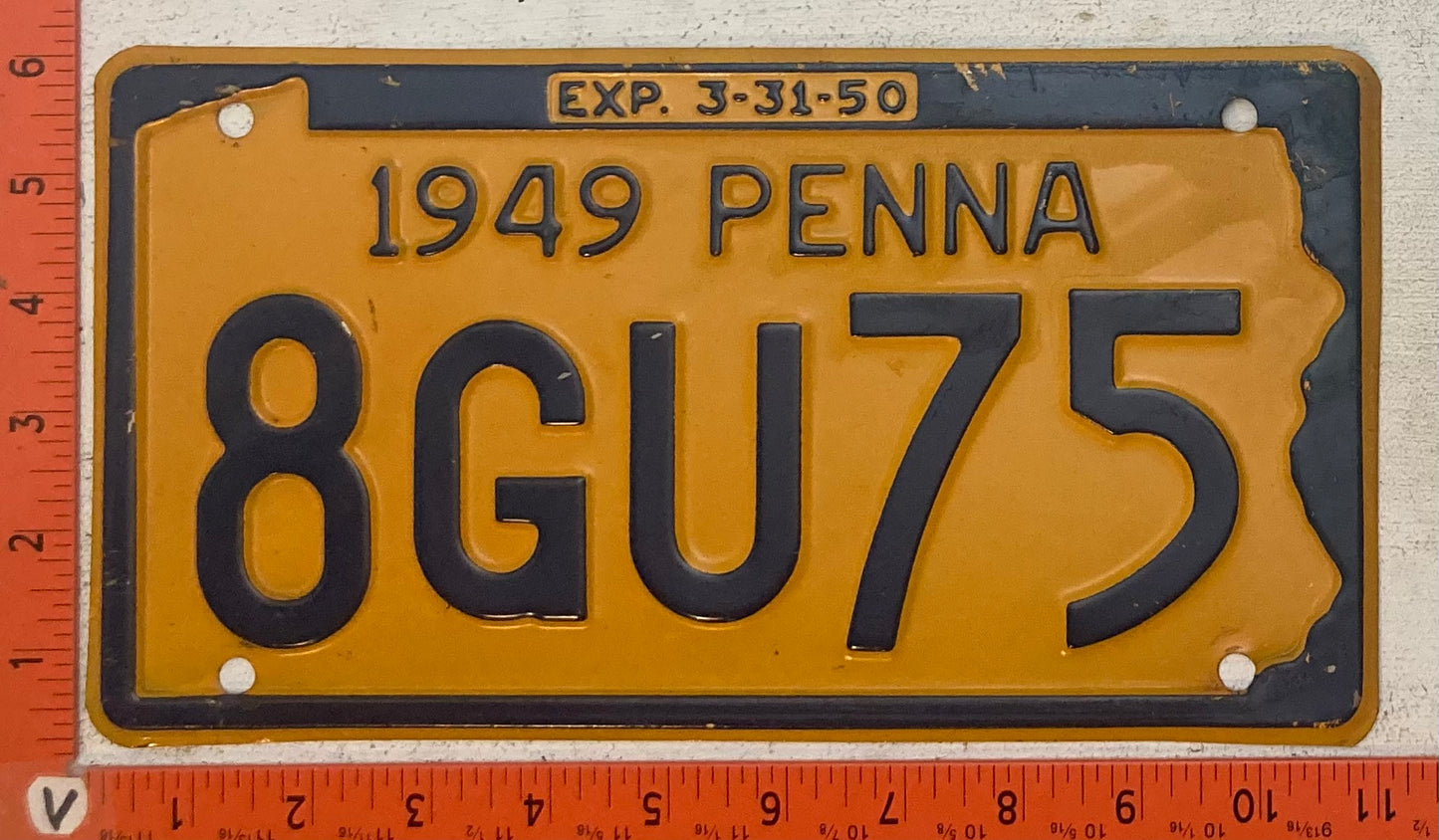 1949 Pennsylvania #8GU75 Passenger License Plate
