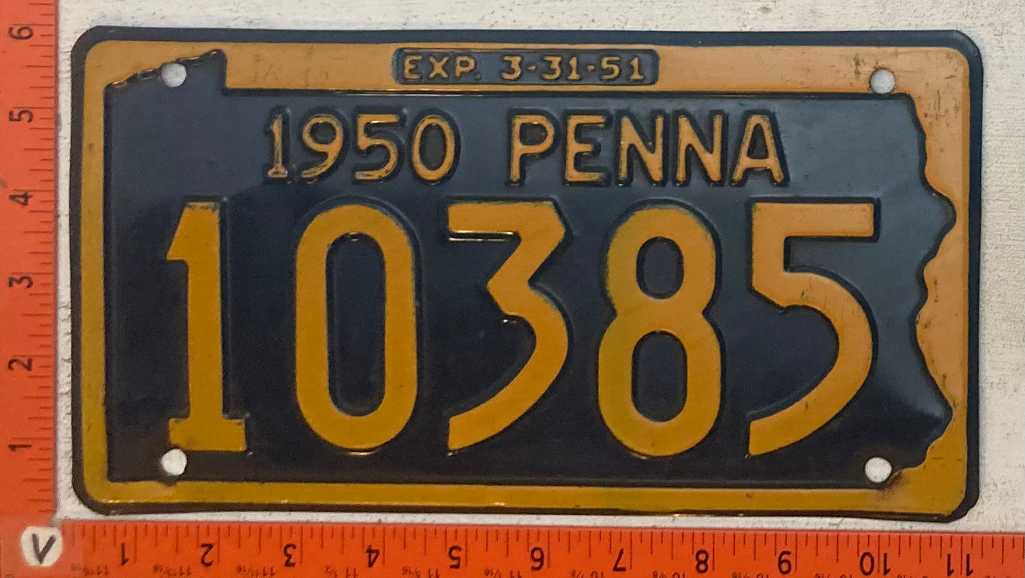 1950 Pennsylvania #10385 Passenger License Plate
