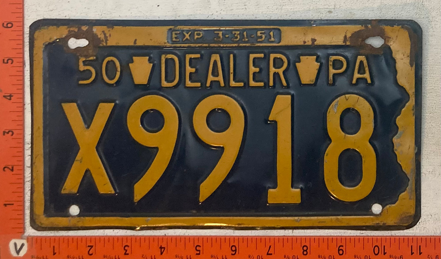 1950 Pennsylvania #X9918 Dealer License Plate