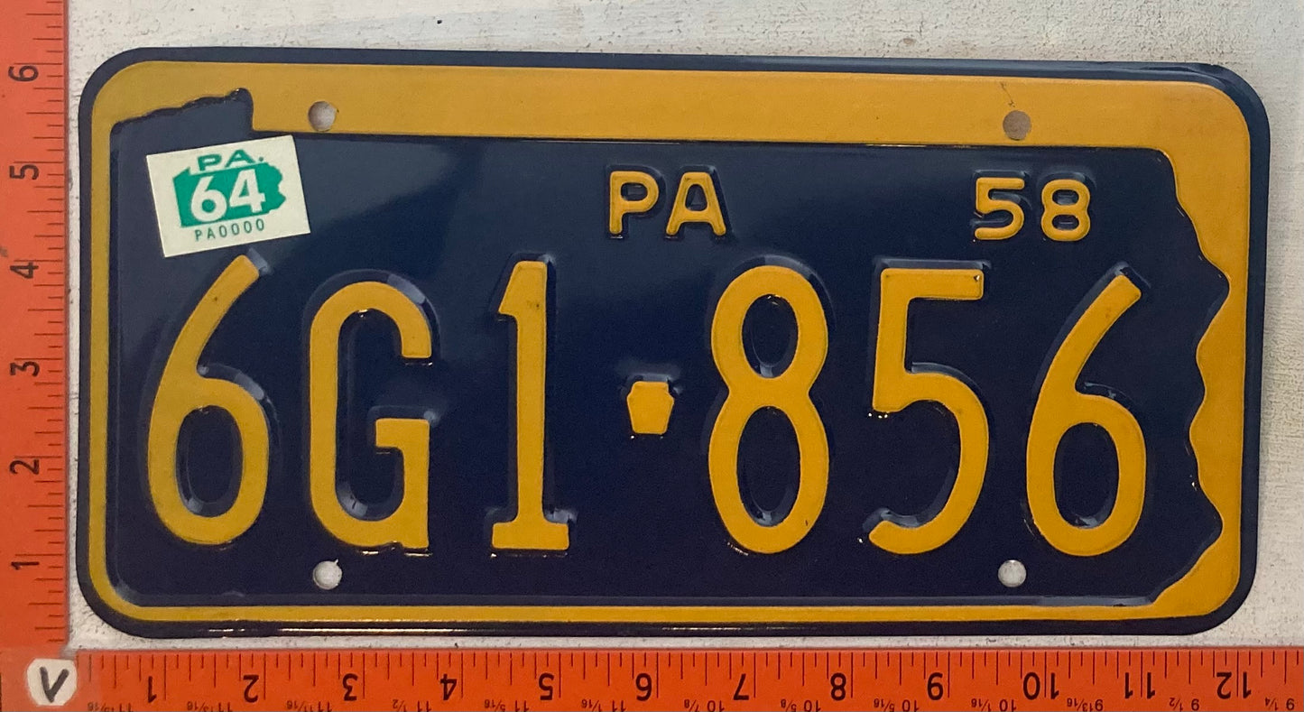 1964 Pennsylvania #6G1-856 Passenger License Plate