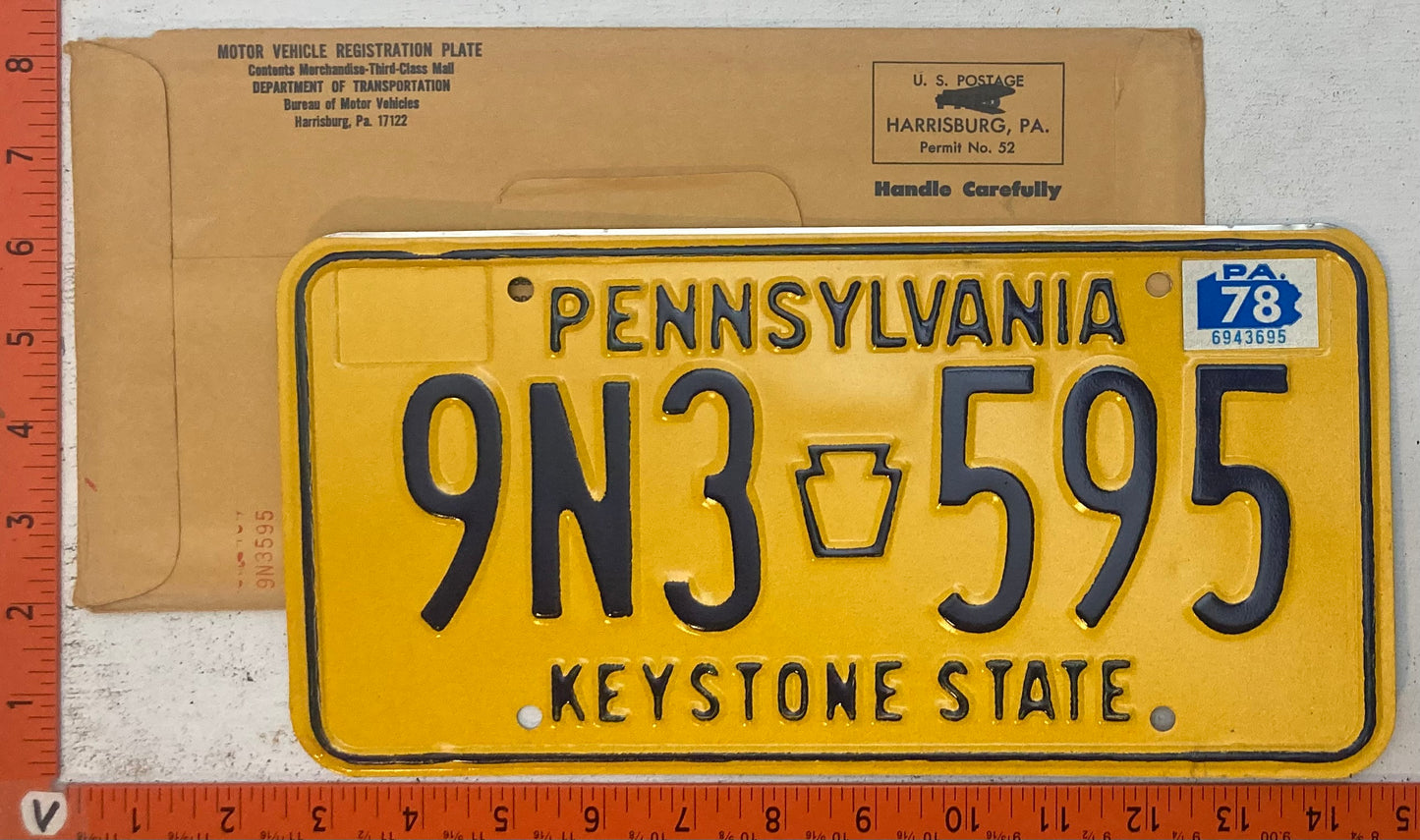 1978 Pennsylvania #9N3 595 Passenger License Plate