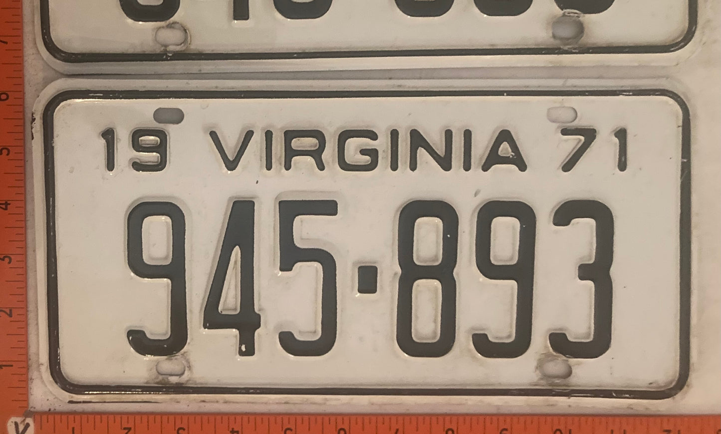 1971 Virginia #945-893 Passenger License Plate (Pair)