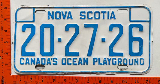 1972 Nova Scotia #20-27-26 Passenger License Plate