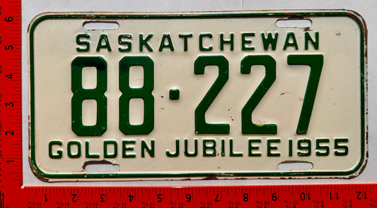 1955 Saskatchewan #88-227 Passenger License Plate
