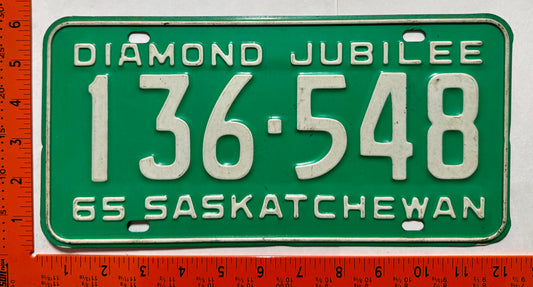1965 Saskatchewan #136-548 Passenger License Plate